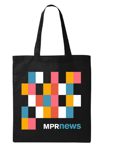 MPR News Black T-Shirt with Multi-Colored Flags